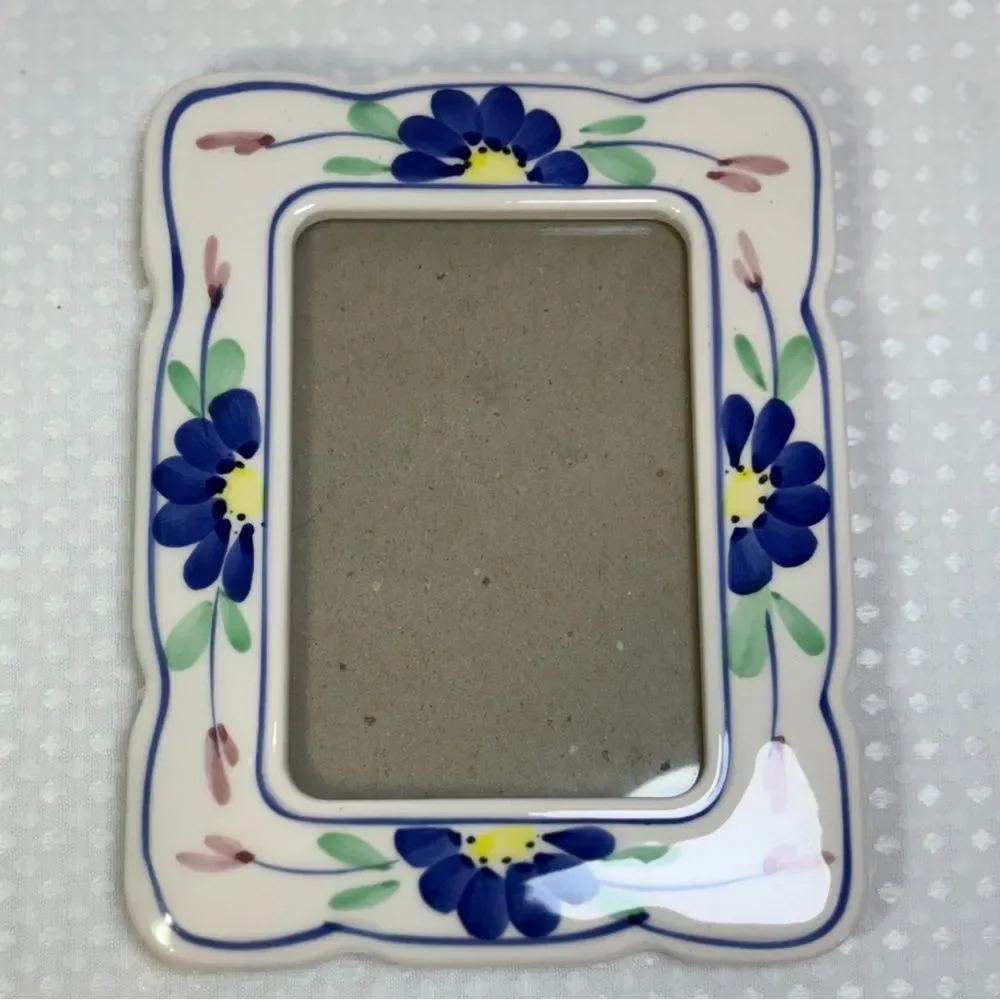 Ceramic Hand Painted Floral Tabletop Photo Frame Easel Backing